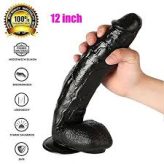 12 inch Black Huge Realistic Dildo Sturdy Suction Cup