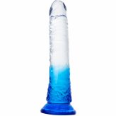 8 Inches Realistic Jelly Dildo Blue Transparent color With Suction Cup