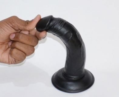 Black Long Penis Dildo No Testicles Strong Suction Cup