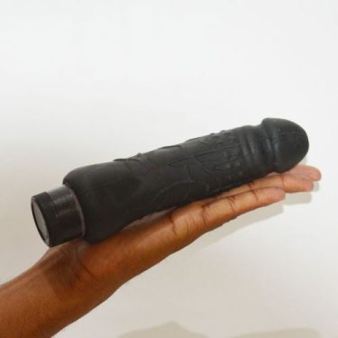 Black Silicone Girthy Realistic Dildo Vibrator 8 Inch