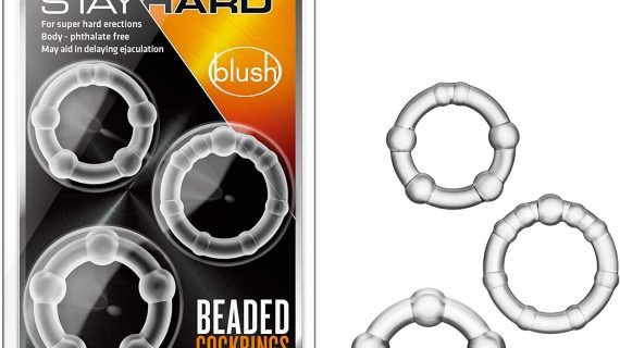 Blush Genuine Stay Hard Super Elastic Erection Enhancing Beaded Cock Rings Set -Crystal Clear