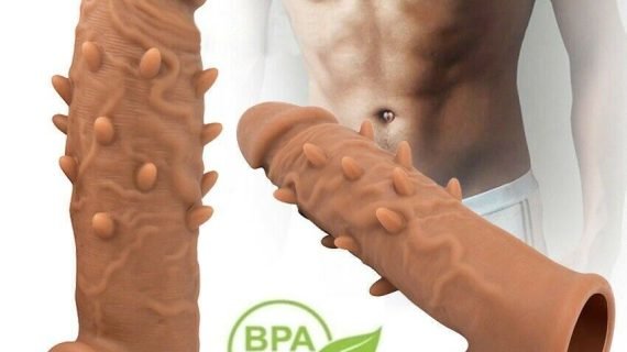 Brown Dotted Realistic Penis Sleeve Extender For Men