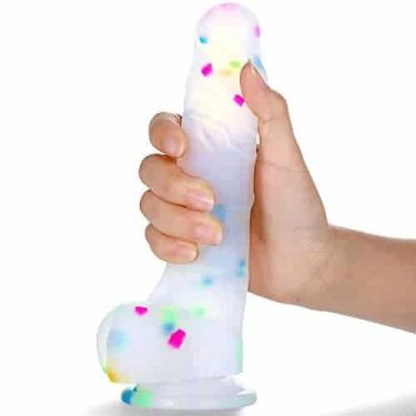 Confetti Colour White Jelly Soft Dildo For Women