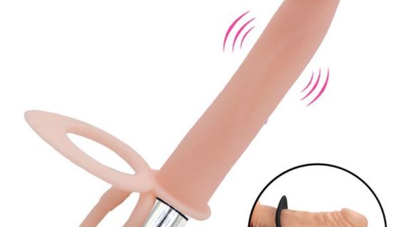 Double Penetration Vibrating Anal Strapon Dildo India -Flesh