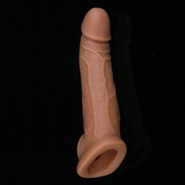 Realistic Choco Brown Penis Sleeve With Rings 9 Inch