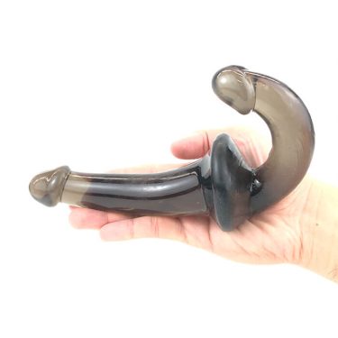 Strapless Black Jelly Dildo Double Ended Anal Vagina Lesbian Sex Fun Toy