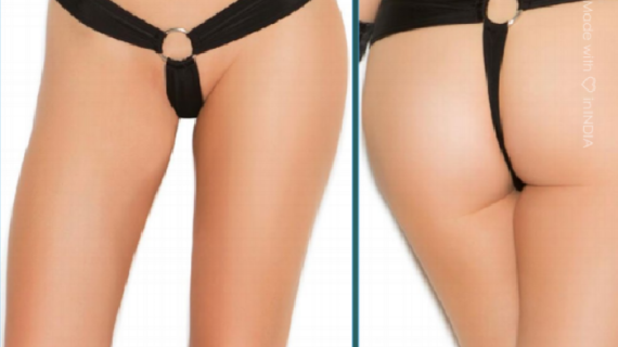 Thong Panty With Rings-Black