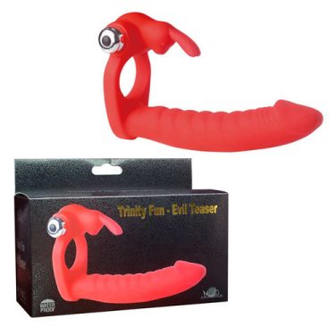 Trinity Fun Evil Teaser Red Cock Ring Vibrating Double Penetration Dildo