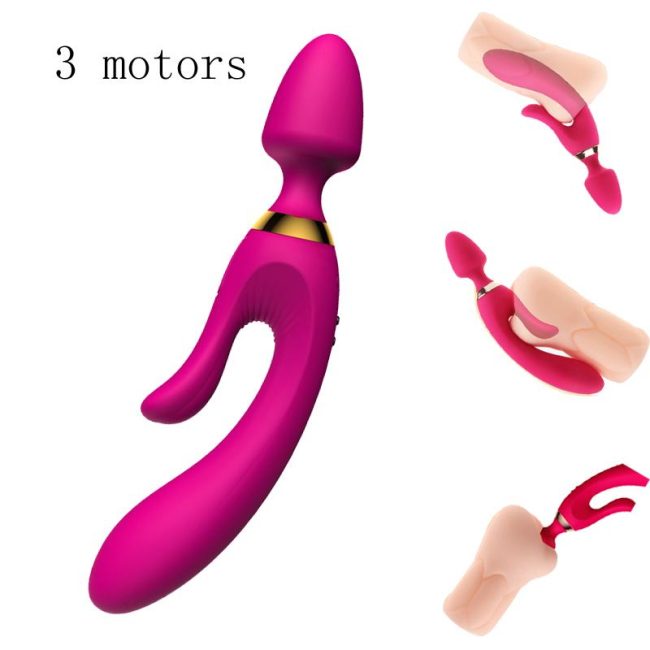 USB Charging Silicone Anal Vibrator AV Magic Wand Dildo G Spot Massager